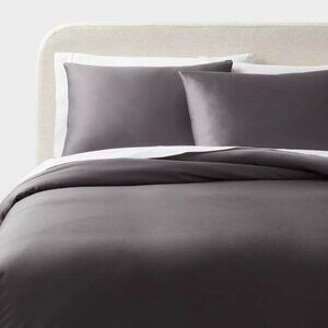 Threshold 100% Lyocell Tencel Dark Gray 3 Piece Queen Duvet Cover & Sham Set